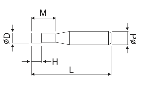 2刃細頸立銑刀規格圖