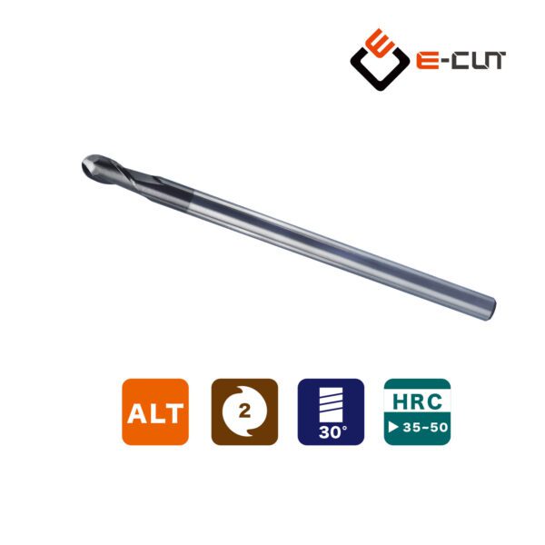 ECUT_SRK 兩刃-長柄球型銑刀